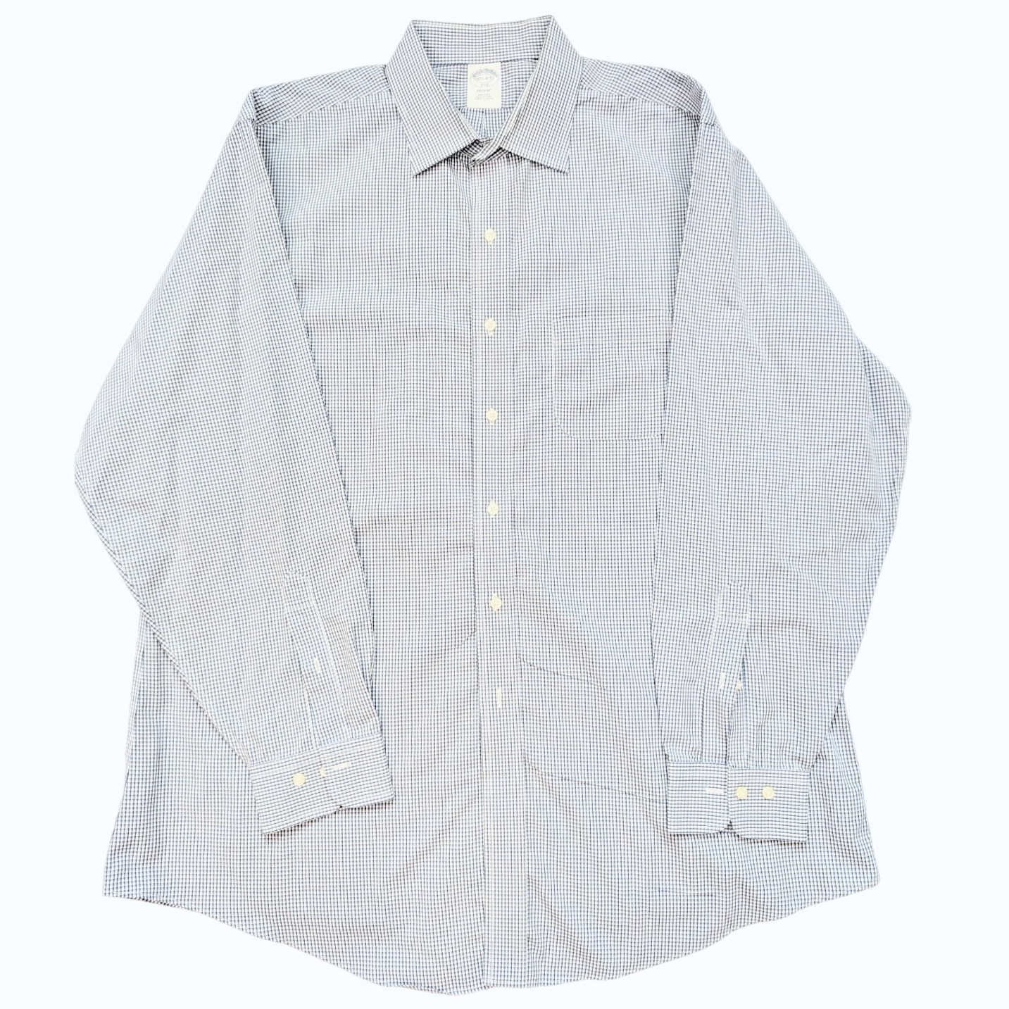 Brooks Brothers 1818 Regent Fit Blue Houndstooth No Iron L/S Shirt Mens 17.5-4/5
